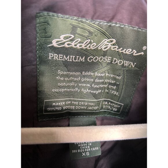 Eddie Bauer XS Quilted Brown Jacket W/ Faux Fur Collar Premium Goose Down - Picture 4 of 8